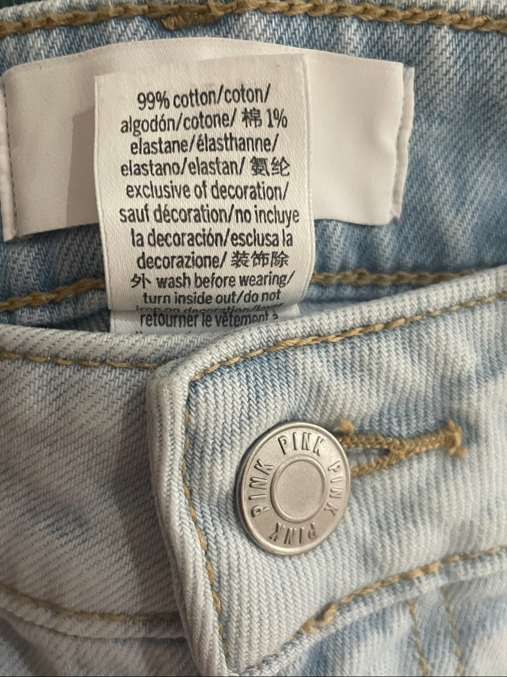 PINK Victoria's Secret Light Blue Distressed Wide-Leg Jeans - Picture 10 of 10